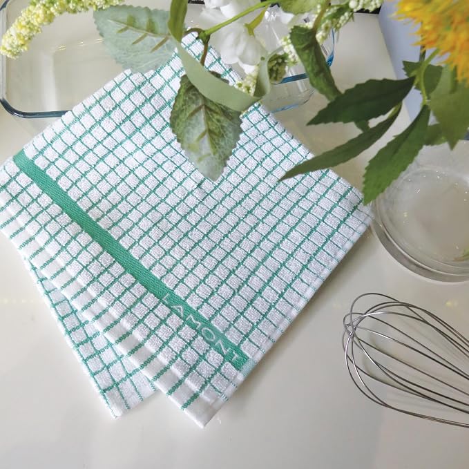 Samuel Lamont Poli Dri Tea Towels - Set of 3 100% Cotton 27.5 x 19 Inch (Green)