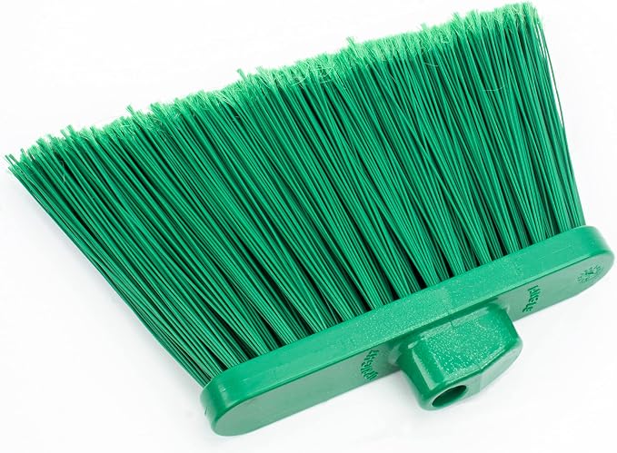 SPARTA 41082EC09 Plastic Color Coded Broom, Flagged Bristles, Long Broom With Angled Head For Large Debris, 56 Inches, Green, (Pack of 12)