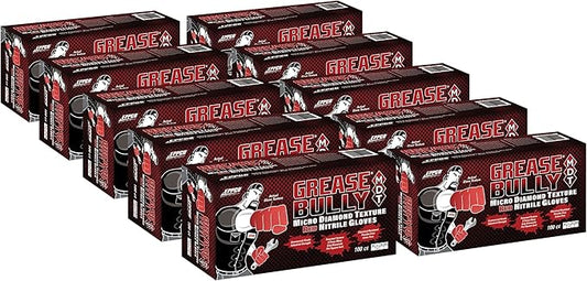 EPPCO Grease Bully 7-Mil Red Nitrile Gloves Disposable Powder Free, Latex Free Textured Superior Grip Glove for Mechanics