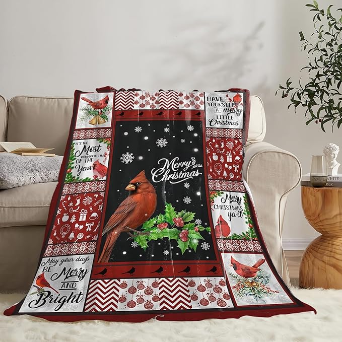 Tijuboni Cardinal Bird Throw Blanket for Girls Boys Women Men Kids Adults Soft Flannel Fleece Blanket for Couch Sofa Bed Home Decor 40"x50"