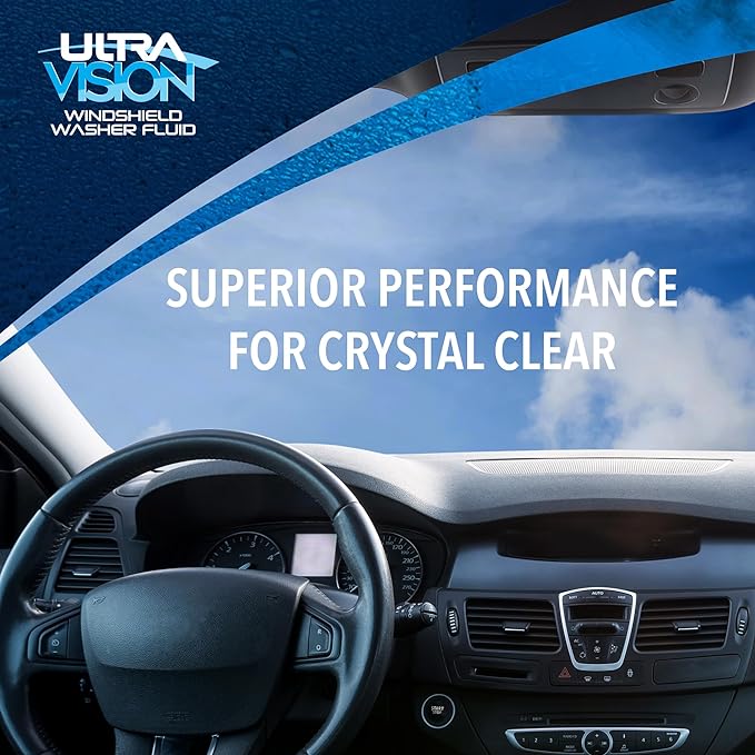 ULTRA 1PLUS Windshield Washer Fluid - Advanced Formula for Car Windshield Wiper Fluid Crystal-Clear Vision in Weather Conditions +32F - All Weather - Bug Remover - 1 US Quart