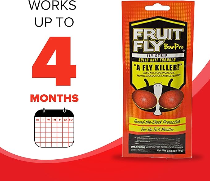 Fruit Fly BarPro – Vapor-Activated Insect Control Strip – Better Than Fruit Fly Traps – Kills Flies, Gnats, Roaches, Mosquitoes, and More – Odorless, 4 Month Protection