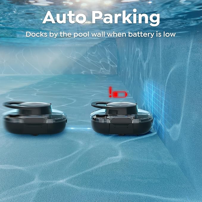 S1 Pro Cordless Robotic Pool Cleaner, 130-Min Runtime, Cleans Up to 1,292 Sq.Ft, Dual-Motor Pool Vacuum, Automatic Cleaner with Large Filter Basket, Fast Charging & Self-Parking (Glossy Black)