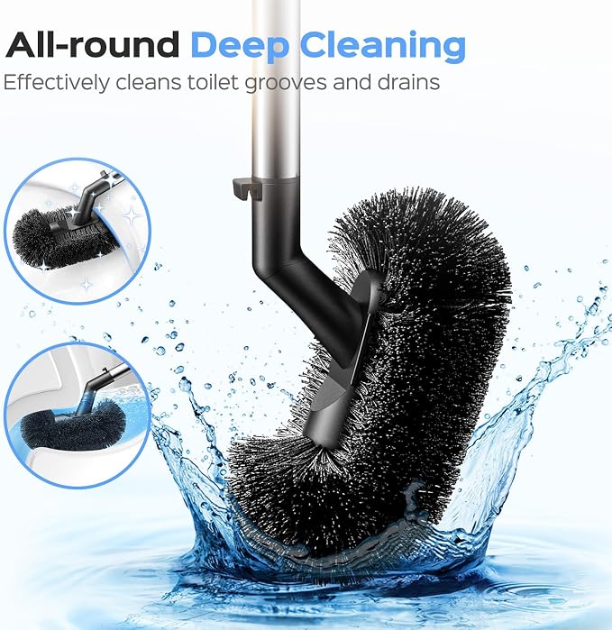 Silicone Bathroom Deep Cleaning Toilet Bowl Brush Holder Set Gray and 2 in 1 Stainless Steel Rustproof Toilet Plunger and Brush Set