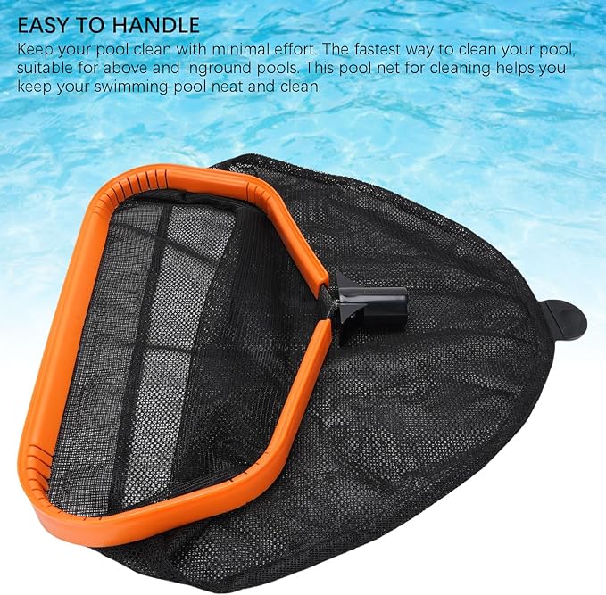 Pool Skimmer Net, Pool Hand Leaf Skimmer Net with Fine Mesh Net Bag, Aluminum Frame Pool Leaf Rake Fine Mesh Frame Net, Fast Debris Pickup Removal