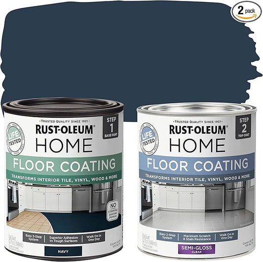 Rust-Oleum 367603 Home Interior Floor Coating Kit, Semi-Gloss Navy