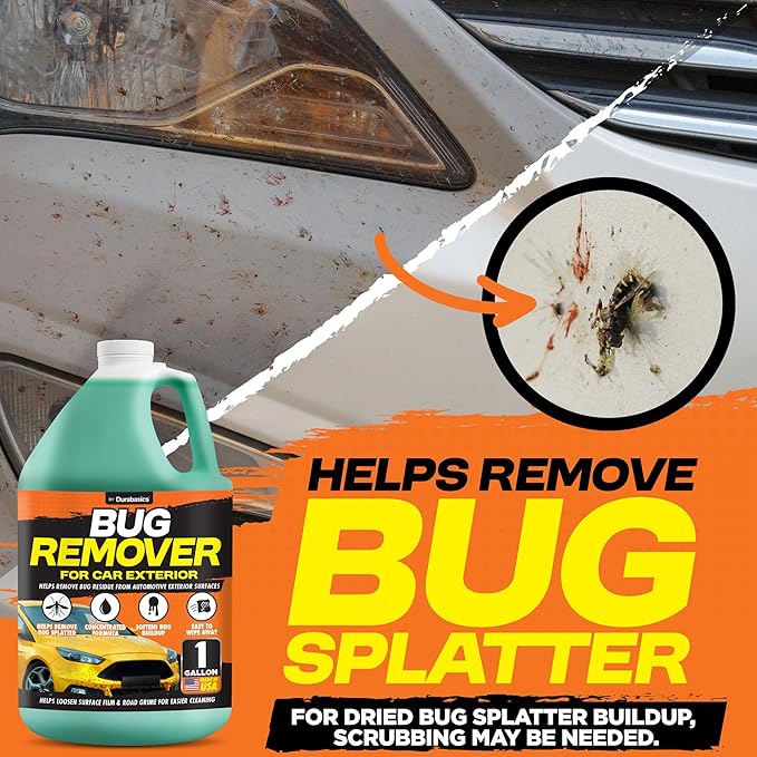 Durabasics Bug Remover for Car Exterior, 1 Gallon – Car Bug Remover Spray Helps Loosen Bug Residue & Road Grime – Exterior Cleaner for Common Surfaces Including Paint, Glass, Plastic & Trim