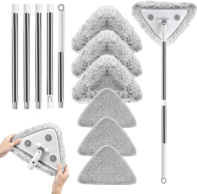 MUEE 3 in 1 Professional Window Squeegee for Home, 78" Window Cleaning Kit with Extension Pole, Tall Wall Cleaner Mop with Long Handle for Outdoor & Indoor Use