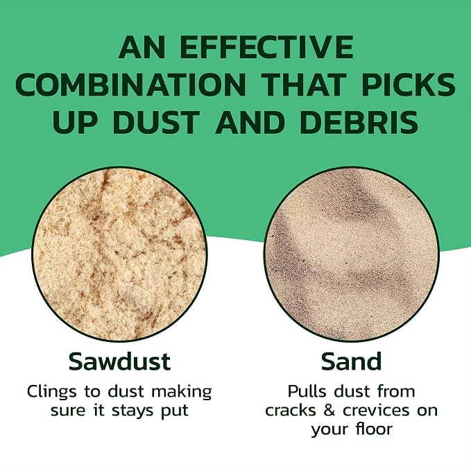 Gritty Green Sweeping Compound with Sand – Effective Dust Control on Cement & Unfinished Floors, Grit and Sand Breaks Up Loose Dust for an Even Deeper Clean, Oil Free, Made in USA (8.4 lbs) - 4 Pack
