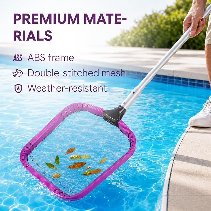 Professional Pool Skimmer Net Pool fine Nets-Cleaning With W/Alu Frame And Fine Nylon Flat Mesh,Pool Leaf Net,Skimmer Net For Fast Debris Cleaning, Pool Net For All Pools And Pond (YLS113)