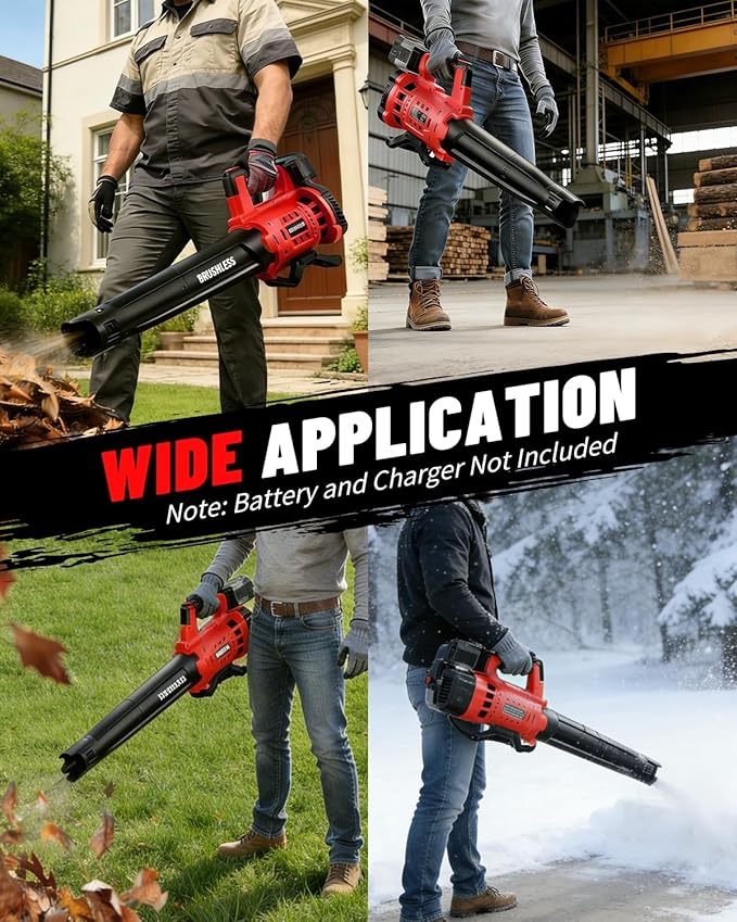 Cordless Leaf Blower for Milwaukee 18V Battery, 480 CFM / 130 MPH Brushless Dust Blower, 6-Speed Control with Digital Display, Handheld Electric Blower for Rain Snow Removal, Lawn, Yard (No Battery)