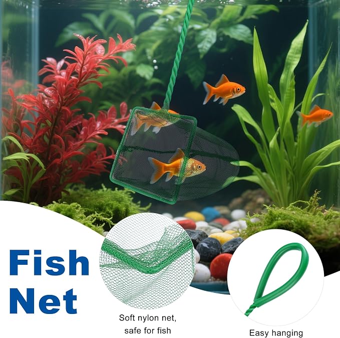 Mogoko Aquarium Vacuum Cleaner Tool Kit with Fish Net, Ideal for Gravel Vacuum and Sand Cleaning for Aquarium Fish Tank