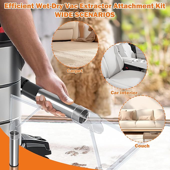 Shop Vac Extractor Attachment Kit – Fits All Shop Vacs Includes 2-1/2", 1-7/8" and 1-1/4" Adapter Large for Carpet Cleaning Auto Detailing Wet-Dry Vacuum Extractor Accessory (Large)