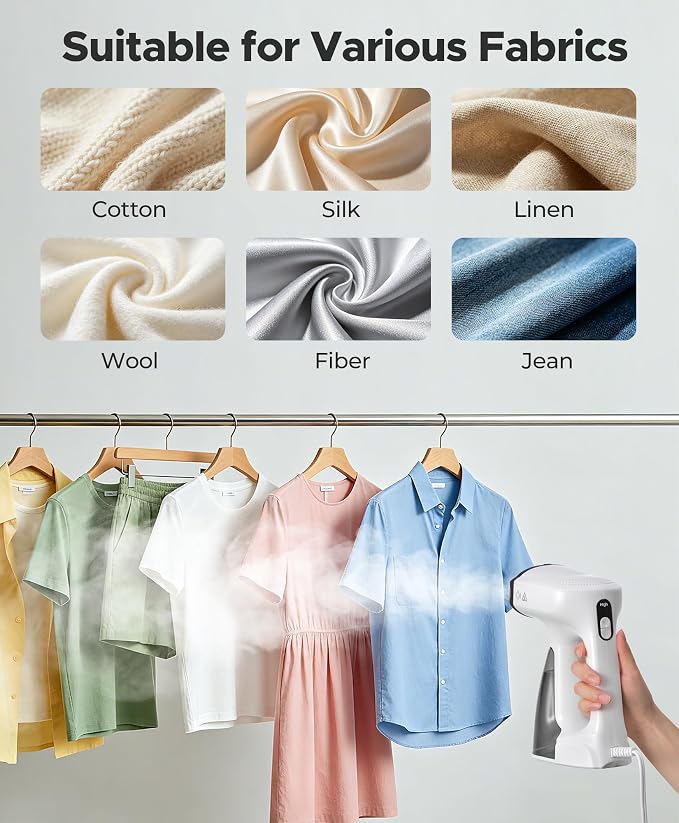Sweepulire Vacuum Steamer with 330ml Water Tank, 3500Pa Suction Handheld Clothes Steamer, 1200W Steam & Dry 2-in-1 Modes, LED Display, 3X Faster Wrinkle Removal Clothes Steamer, 110-120V