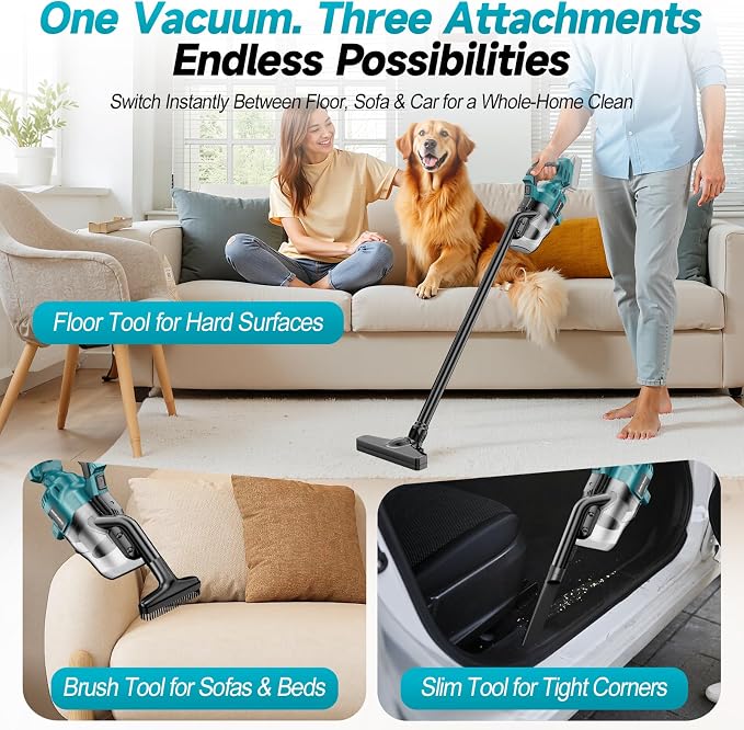 Cordless Handheld Vacuum Cleaner Compatible with Makita 18V Battery , 16000Pa Portable Shop Vacuum with 2 HEPA Filters & 4 Attachments, Lightweight Vacuum for Car, Home & Garage(Tool Only, No Battery)