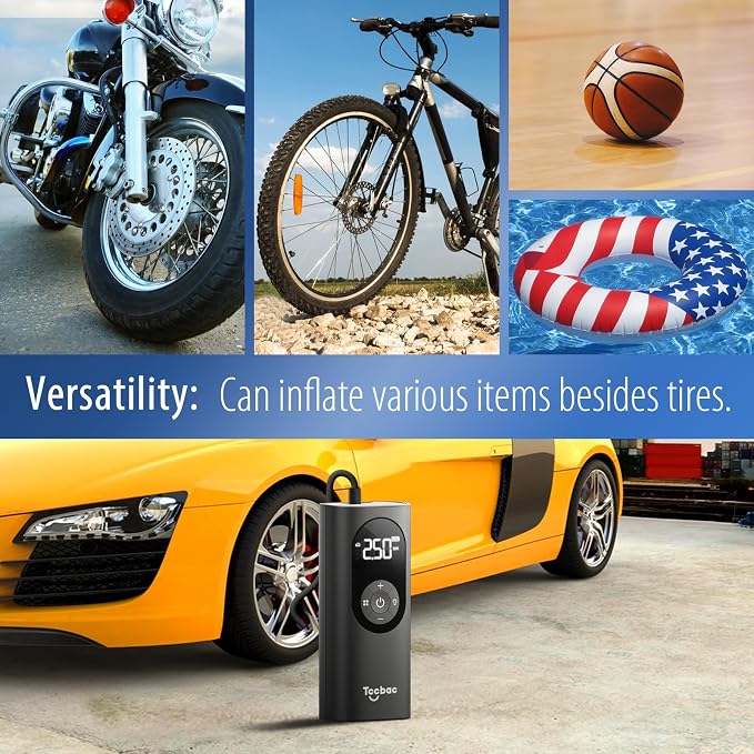 Tire Inflator Portable Air Compressor for Car with 12 AC/DC Power Adapter Kit