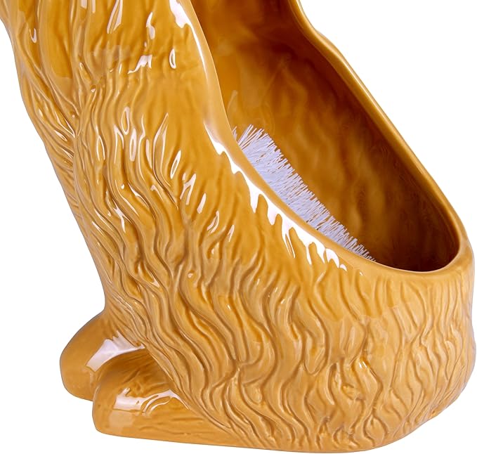 Golden Retriever Ceramic Toilet Brush Holder with Plastic Brush Set by Allure Home Creation