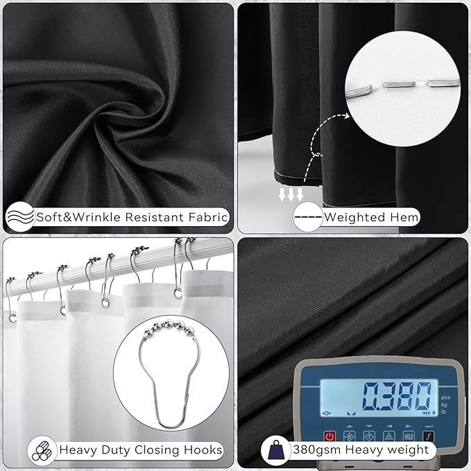 XLHOMO Bathroom Set - 22PC Black Bathroom Accessories Sets Complete with Black Ombre Shower Curtain,Trash Can,Toothbrush Holder,Toothbrush Cup,Soap Dispenser,Soap Dish,Toilet Brush,Tray,Qtip Holders