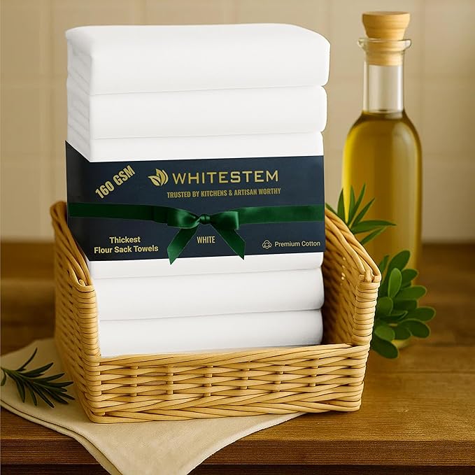Flour Sack Towels | Tea Towel for Crafts | Kitchen | Dish | Cotton Blank Towel for Embroidery | Baking Bread Proofing Linen Cover | Thick Absorbent Quick Dry | 7 Pack 33"x38" White