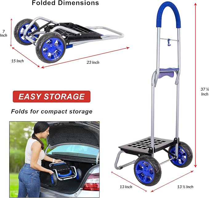 dbest Products Trolley Dolly MM, Blue Handtruck Cart Hardware Garden Utility