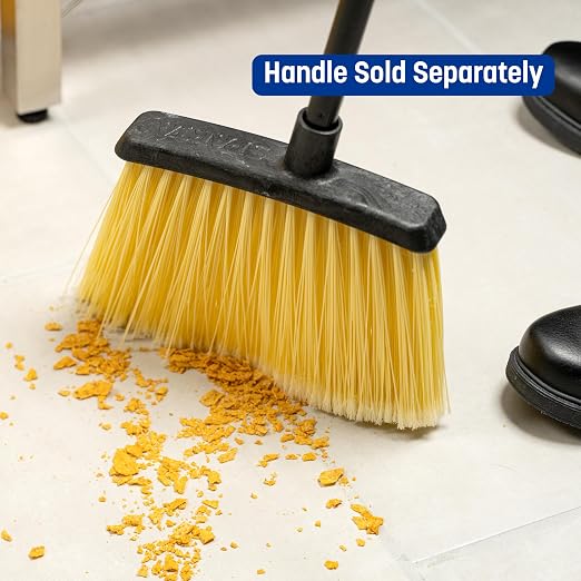 Sparta Duo-Sweep Flagged Angle Broom Head with Frayed Bristles, Heavy Duty Broom Head for Sweeping Fine Dust and Debris, 12" Long, 1 Count, Natural