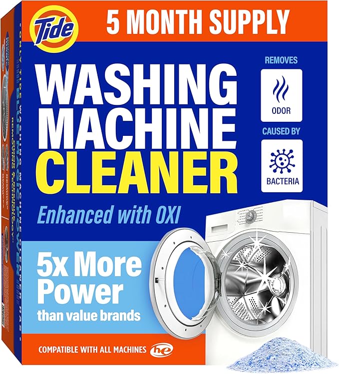 Washing Machine Cleaner by Tide, Washer Machine Cleaner with Oxi for Front and Top Loader Washer Machines, Deep Cleaning Residue & Odor Eliminator, 5 Month Supply (Packaging May Vary), Pack of 6
