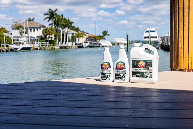 303 Products Marine Fabric Guard, Water Repellent Fabric Protector for Boat Covers, Canvas & Marine Fabrics – Restores Water & Stain Resistance, Safe for All Fabrics, 1 Gallon