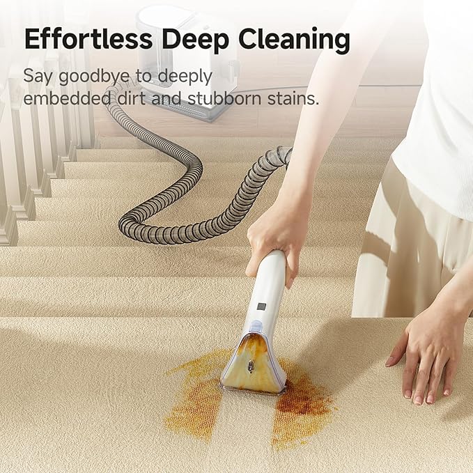 Uwant Carpet Cleaner Machine 18Kpa Powerful Suction, Portable Carpet Cleaner for Pet Stains with Cleaning Tools&Solution Self-Cleaning Upholstery Cleaner for Car, Couch, Rug, Spot (White)