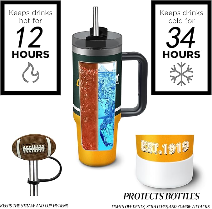 Tumbler 30oz Straight Skinny Portable Handle Car Cups With Anti slip Sleeve Straw Dust Cover, Sports Travel, Stainless Steel Insulated Gifts for Men Women Fans