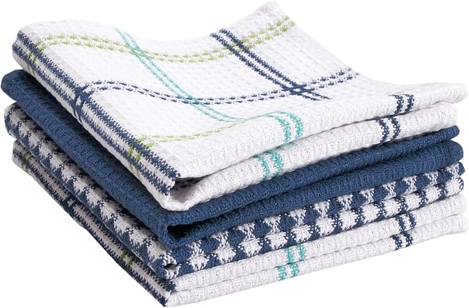 T-Fal Premium Waffle Dish Cloths: Highly Absorbent, Super Soft Long Lasting - 100% Cotton, 12"x13" Towel for Cleaning & Drying, (4-Pack), Cool