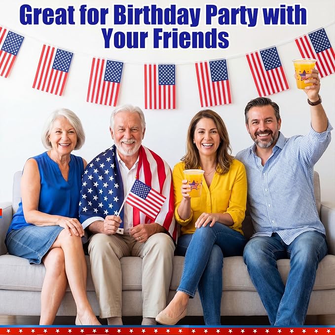100 Pcs 4th of July Patriotic Plastic Cups 12 oz American Flag Disposable Plastic Red Blue and White Drinking Cups Bulk for Independence 250th Anniversary USA Party Decoration Supplies