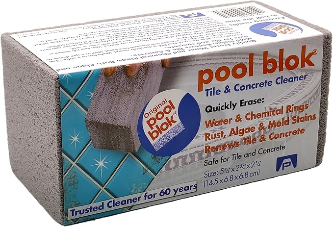 Pumie 1-Pack Pumice Stone for Pool Tile Cleaning - Calcium Remover for Tile & Plaster Stain - Cleaner for Calcium Build Up - Grout & Concrete Scouring - Pool Blok PB-12-5.75x2.87x2.87