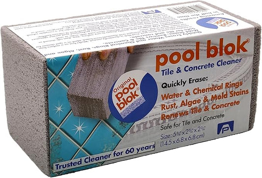 Pumie 1-Pack Pumice Stone for Pool Tile Cleaning - Calcium Remover for Tile & Plaster Stain - Cleaner for Calcium Build Up - Grout & Concrete Scouring - Pool Blok PB-12-5.75x2.87x2.87