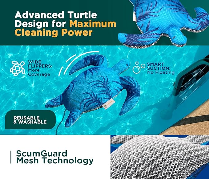 2 Pack Turtle Hot Tub Scum Absorber, Floating Scum Sponge for Spa Hot Tub – Oil Absorbing Hot Tub Scum Sponge with Mesh Cleaning Cloths, Essential Hot Tub Accessories to Help Keep Water Clear