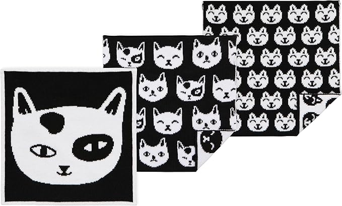 Jubilee Feline Knit Dishcloth 8 x 8in, Set of 3