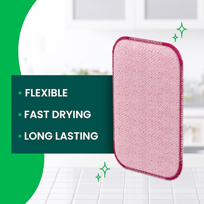 Scotch-Brite Dobie Scrub & Wipe Cloths,Sponge Cloths for Cleaning Kitchen,Bathroom,and Household,Dobie Scrub and Wipe Cloth Absorbs-and Doesn't Scratch,2 Cleaning-Cloths,(Pack of 12)