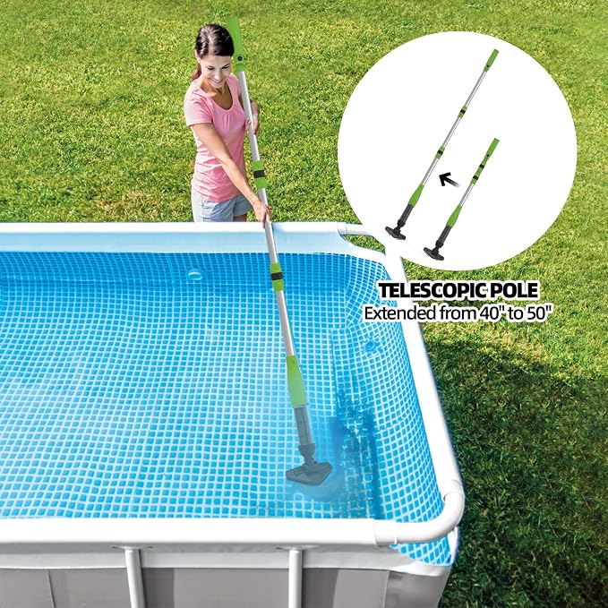 Cordless Pool Vacuum, Handheld Pool Cleaner with Telescopic Pole for Hot Tubs, Spas, Above Ground and Inground Pools Cleaning for Sand and Debris