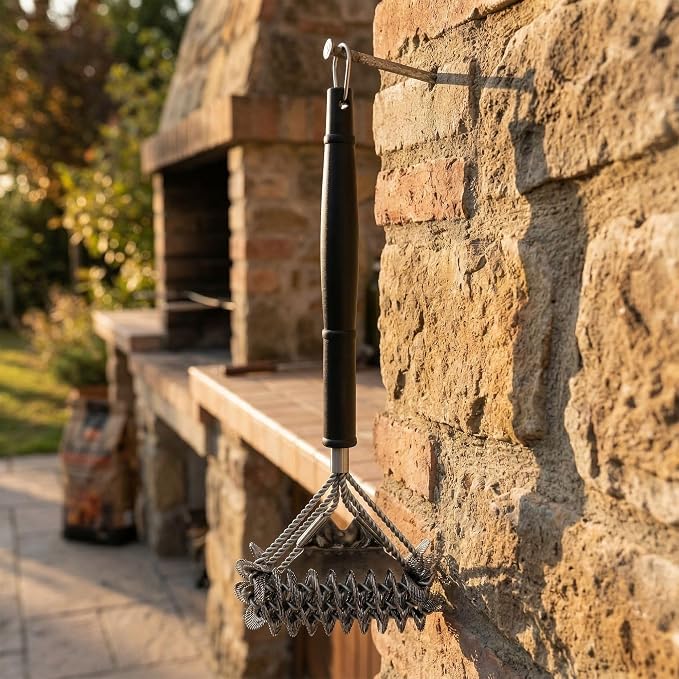 Restaurantware Met Lux 16-Inch Grill Brush 1 Bristle Free Grill Cleaning Tool - Scraper For All Types Of Grills Silver Stainless Steel 201 Grill Accessory Iron Twist Wire Design