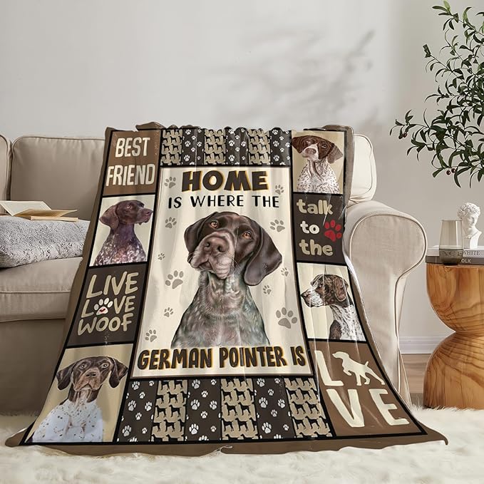Tijuboni German Shorthaired Pointer Throw Blanket Dog Gifts for Girls Boys Women Men Kids Adults Soft Flannel Fleece Blanket for Couch Sofa Bed Home Decor 50"x60"