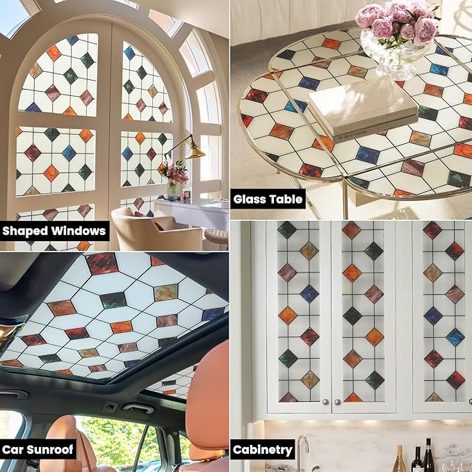 DKTIE Window Privacy Film Frosted Glass Static Cling UV Sun Blocking Heat Control Window Tint Day and Night Insulation Home Bathroom Door Decorative (S533, 29.5in X 78.7in)
