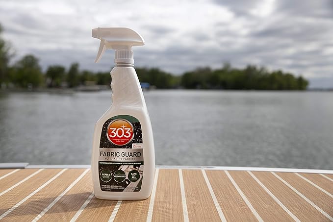 303 Products Marine Fabric Guard, Water Repellent Fabric Protector for Boat Covers, Canvas & Marine Fabrics – Restores Water & Stain Resistance, Safe for All Fabrics, 32 oz (6 Pack)