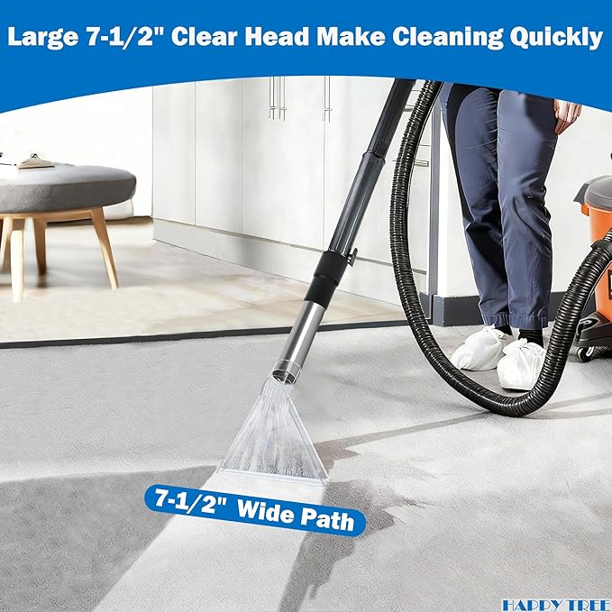 Happy Tree Universal Fit All Brands' Shop Vacs with 2-1/2"&1-7/8"&1-1/4" Adapter Clear Extractor Accessory for Upholstery & Carpet Cleaning & Car Detailing, Shop Vac Extractor Attachment Hose Kit