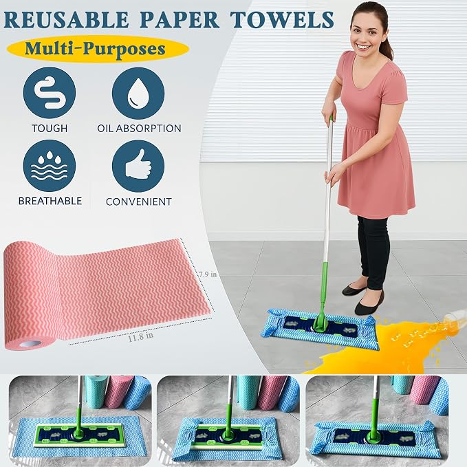 Reuse Paper Towels Washable Zero Waste Paperless Kitchen Washcloths, Multi-Purpose Cleaning Handi Wipes, Disposable Dish Cloths for Drying Washing