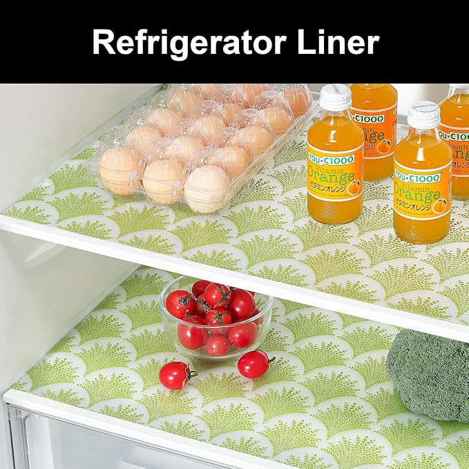 Cooyes Shelf Liners for Kitchen Cabinets, Refrigerator Liners Waterproof & Oil-Proof Kitchen Cupboard Liner Drawer Mats EVA Material Non Adhesive Fridge Liner for Shelves（17.5" W x 360" L）