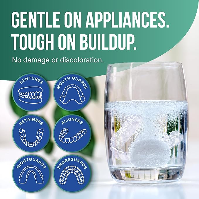 Retainer Cleaner Tablets, Cleaner, Retainer Cleanser and Defogger, Denture Cleaning Tablets, Deep Clean Retainers, Dentures, Aligners, Night Guard, 5 Month Supply