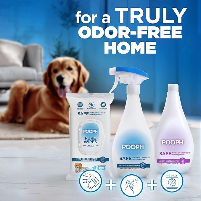 POOPH Pet Odor Eliminator & Kitty Litter Box Deodorizer Spray 2 x 32oz Fragrance Free Urine Poop Pee Odor Remover for Cats Dogs Carpet Furniture Home Cleaning