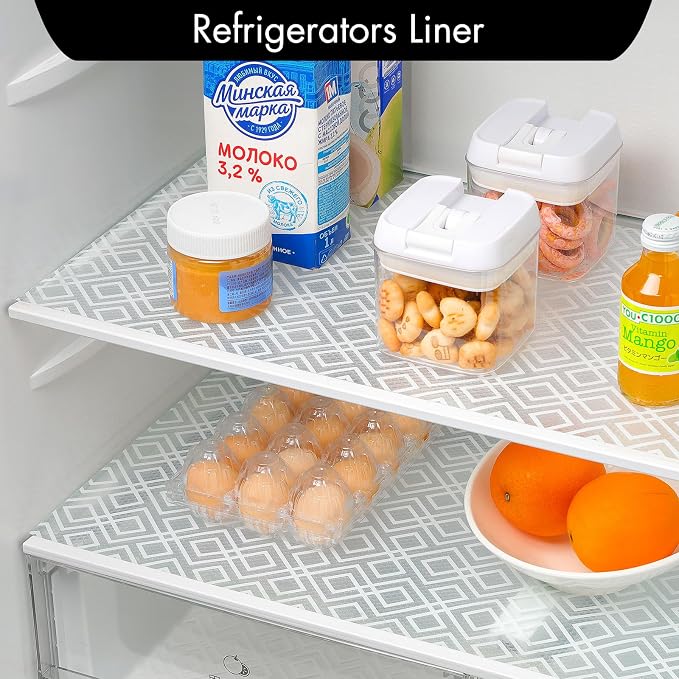 Cooyes Shelf and Drawer Liner for Kitchen Cabinets – Non-Adhesive, Waterproof, Non-Slip Cabinet Liners for Scratch Protection, Desk, Refrigerator, Shelves, Drawers with Modern Pattern