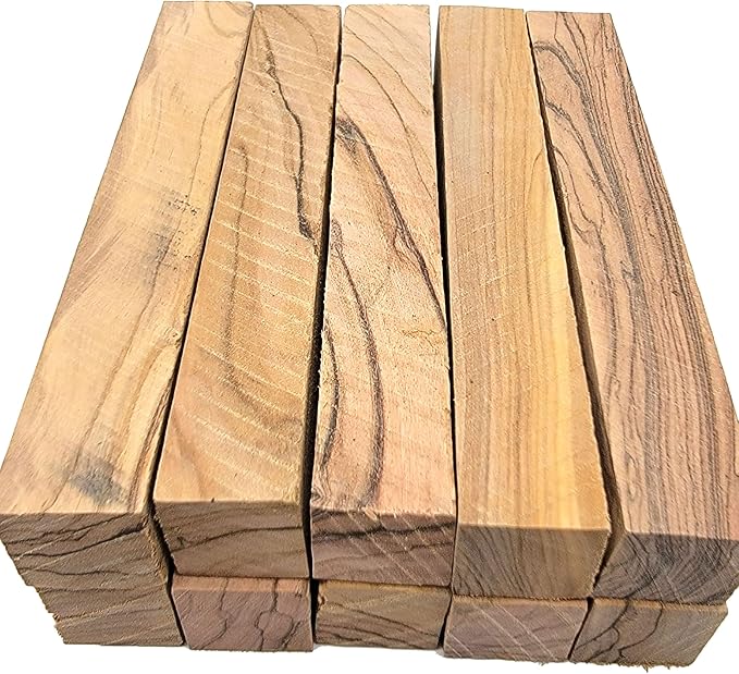 Zuluf 10 Authentic Bethlehem Olive Wood Pen Blanks with Certificates - BLANK104, Exotic Holy Land Wood Turning Blanks, 0.75" x 0.75" x 5" - Ideal for Pen Making, Woodturning, & Carving Projects