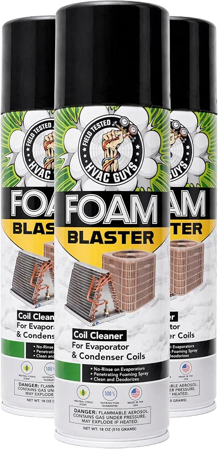 Leak Saver Foam Blaster AC Coil Cleaner Foam Spray | HVAC Coil Cleaner for AC Unit | Professional Deep-Penetrating Formula for Evaporator (No Rinse) & Condenser (Light Rinse) - 3 Pack