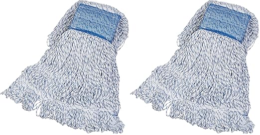 Amazon Basics Loop-End Rayon Finish Commercial String Mop Head for Floor Cleaning, 5 Inch Headband, Medium, 12-Pack